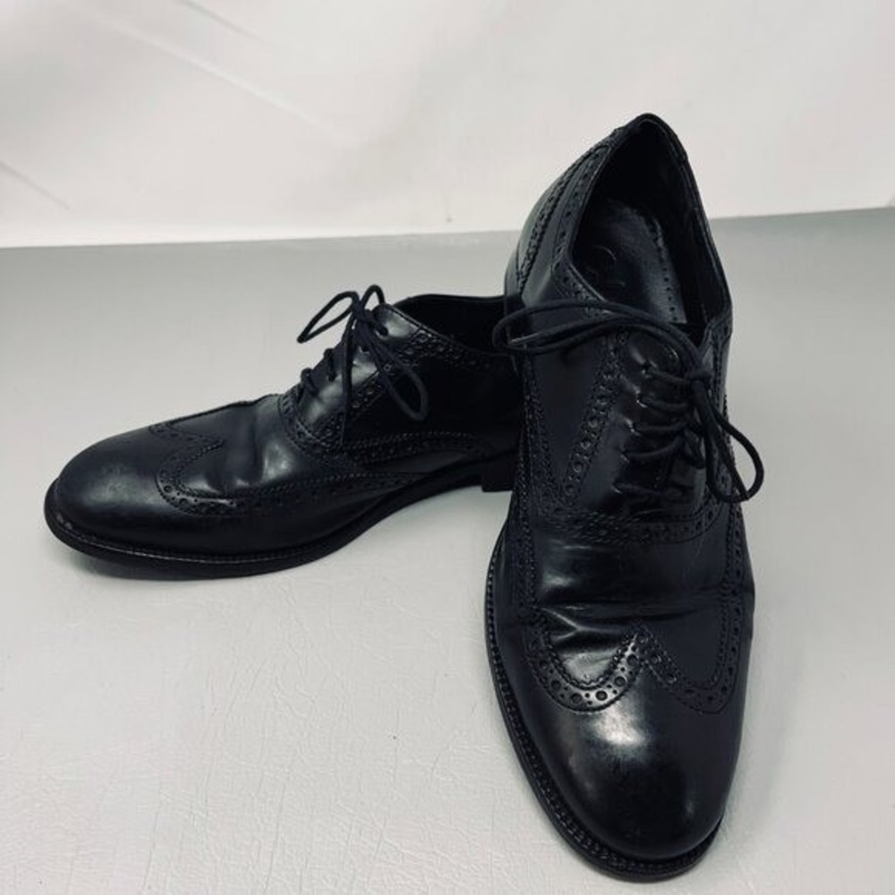 Cole Haan Mens Air Wingtip Oxford‎ Brogue Dress Shoes 7.5W Black Leather Classic